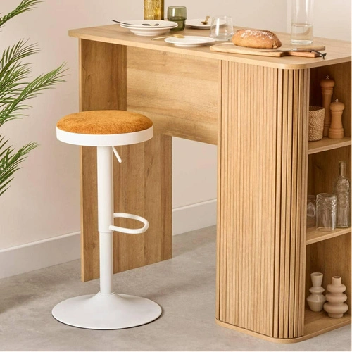 Barová židle Ilsa do kuchyně hořčicová nastavitelná otočná bez opěradla