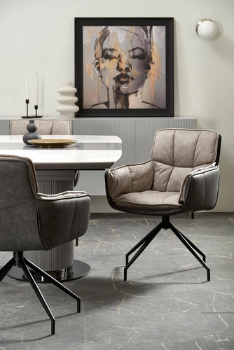 Rozkládací jídelní stůl Dallas bílý mramor moderní keramická deska 160–220 cm