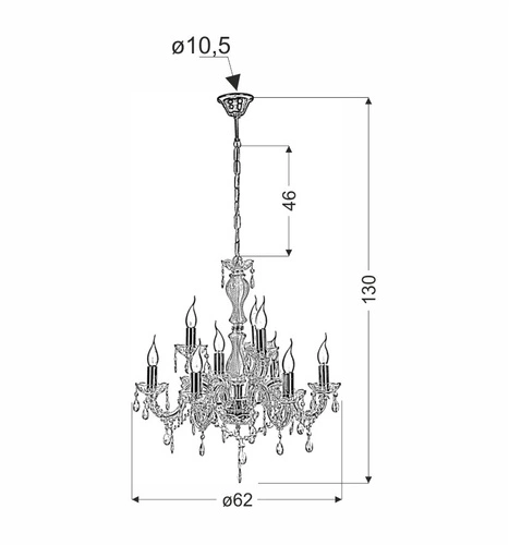 Křišťálový lustr Maria Teresa zlatý 9-ramenný do obýváku a ložnice nastavitelný
