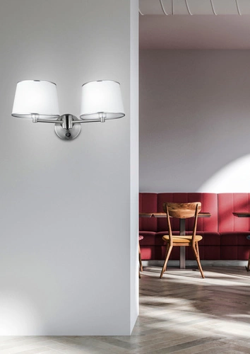 Nástěnná lampa Ibis bílá klasická s textilním stínidlem a vypínačem do ložnice CANDELLUX