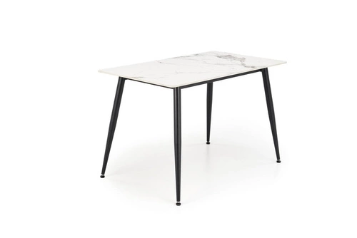 Jídelní stůl Nicolalla 140 bílý mramor moderní obdélníkový na černých nohách Intesi