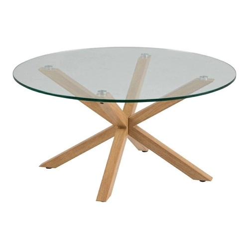 Skleněný kulatý konferenční stolek Heaven moderní skandinávský do obýváku Actona 82 cm