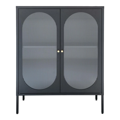 Černá skleněná vitrína Adelaide 110 cm do obýváku loftová na knihy a alkohol Intesi