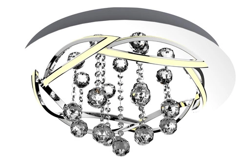 Korfu stropní LED svítidlo kulaté chrom 50 cm moderní do obývacího pokoje a jídelny glamour