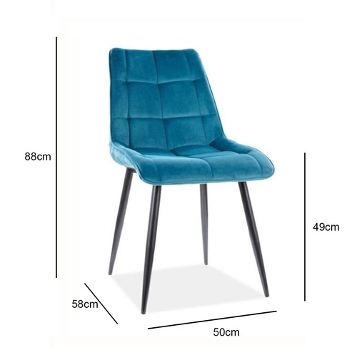 Jídelní židle Plaid Velvet Intesi čalouněná samet tyrkysový glamour do jídelny a obýváku