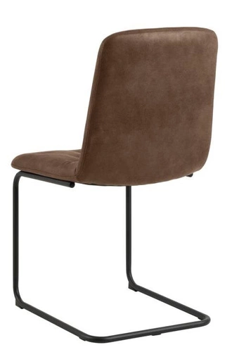 Jídelní židle Kira Actona čalouněná ekokůží hnědá na černých lyžinách moderní