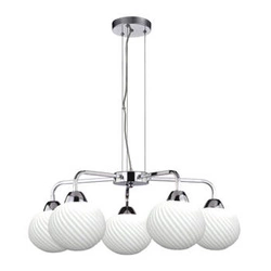 Závěsné svítidlo Madryt chrom bílé 5-ramenné moderní do obýváku a jídelny 55 cm