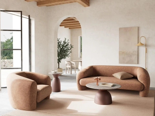 Konferenční stolek Ferrol 40 cm kulatý šedý mramor moderní do obýváku