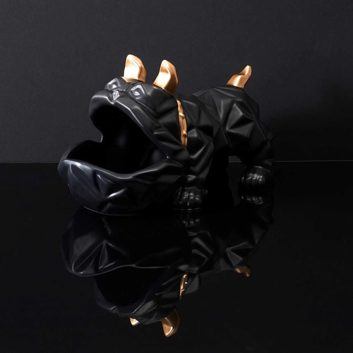 Dekorativní soška buldok keramický organizer černo-zlatý Intesi do obýváku jako dárek