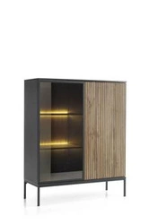 Knihovna do obýváku Novel industriální černý dub wotan s LED osvětlením 126 cm