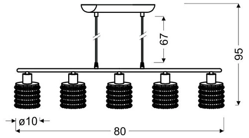 Royal Závěsná lampa 5x40W G9 chrom+krystaly