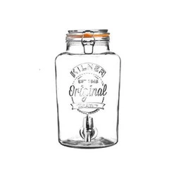 Skleněný nápojový sud 5l KILNER s kohoutkem, provensálský dávkovač na limonádu