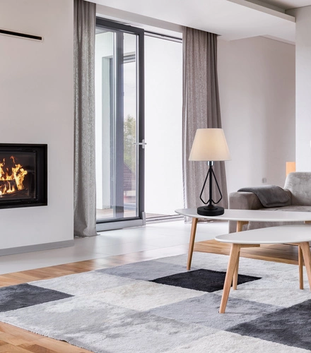 Noční lampička do ložnice Morley černá moderní kovová s textilním stínidlem Ledea 26 cm