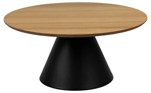 Konferenční stolek Soli kulatý 85 cm dubový loftový s černou kovovou nohou do obýváku