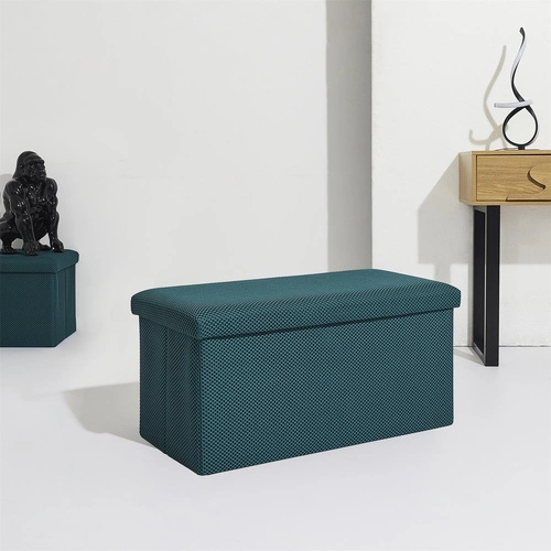 Moderní tyrkysový obdélníkový taburet se schovkou Velse Atom do předsíně a dětského pokoje