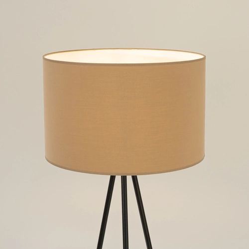 Stojací lampa do obýváku NEVIA moderní béžová s textilním stínidlem trojnožka 135 cm