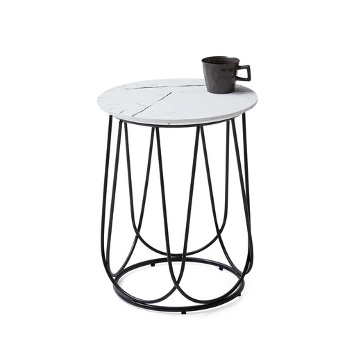 Kulatý konferenční stolek Jenna S bílý mramor moderní do obýváku Intesi 40 cm