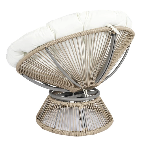 Relaxační otočné křeslo Nucan do obýváku a na terasu boho ratanové s polštářem bílé