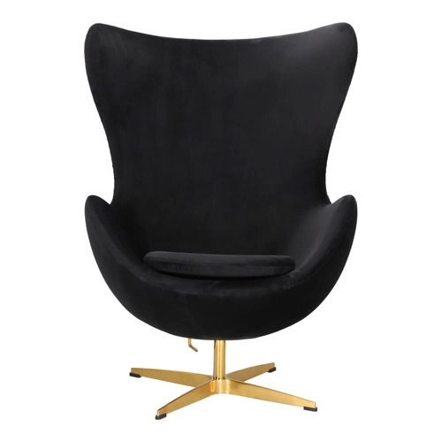 Otočné křeslo Egg černý samet moderní glamour do obýváku a kanceláře zlatá podstava