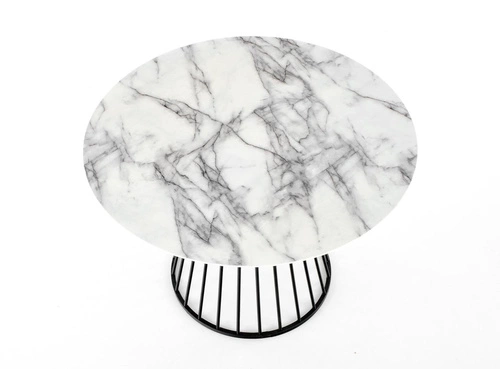 Kulatý jídelní stůl bílý mramor 110 cm moderní glamour na jedné noze Intesi