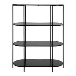 Knihovna Vita černá loftová kovová s oválnými policemi do obýváku a kanceláře 85 cm