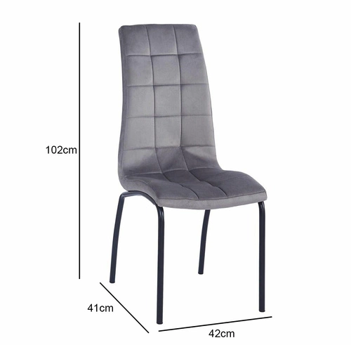 Jídelní židle Ezara Intesi čalouněná šedý samet moderní na černých nohách