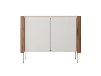 Komoda Taberg moderní béžová ořechová 105 cm na nožkách do obýváku a ložnice