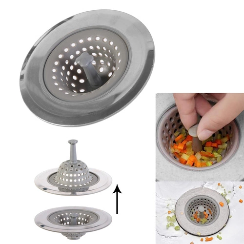 Kuchyňské sítko do dřezu Intesi šedé silikonové a nerezové moderní 11 cm