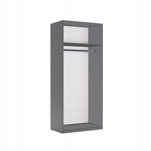 Šatní skříň Della šedá moderní dvoudveřová s policemi a tyčí do ložnice 90x55