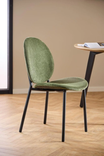 Židle Cliff zelená do jídelny moderní čalouněná na černých nohách