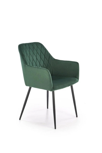 Čalouněná jídelní židle Basper Velvet lahvově zelená s područkami moderní