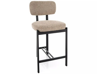 Barová židle Montico béžová čalouněná s opěrkou k kuchyňskému ostrůvku