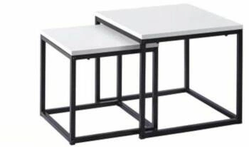 Sada 2 čtvercových konferenčních stolků Davina bílá moderní loft do obýváku Intesi 50x50 cm