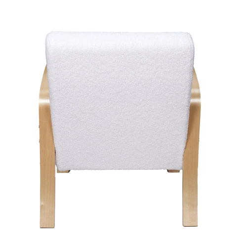 Křeslo Hella boucle bílé skandinávské s područkami do obýváku a pracovny