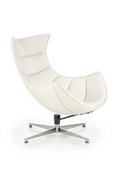 Otočná křeslo Falvio bílá kožená do obýváku moderní industriální Intesi