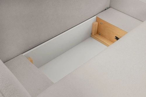 Rohová rozkládací pohovka Salby pravá světle šedá moderní do obýváku s úložným prostorem