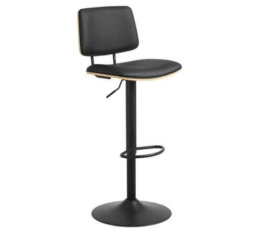 Barová židle Owen černá s opěrkou, výškově nastavitelná, otočná, kožená do kuchyně a k ostrůvku, moderní Actona