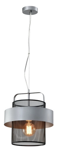 Fiba závěsná lampa černá 1x40W E27 stínidlo stříbrná černá