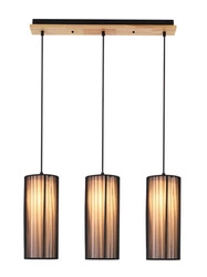 Závěsné svítidlo Kioto 3 černé dřevěné moderní trojité nad jídelní stůl