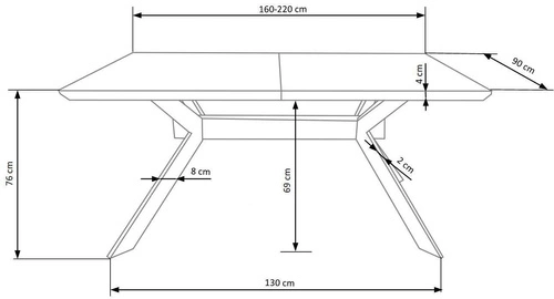 Rozkládací jídelní stůl Carbad dub přírodní černé nohy moderní loft 160-220x90 cm Intesi