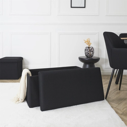 Skládací taburet s úložným prostorem Velse Atom černý obdélníkový moderní do předsíně Intesi