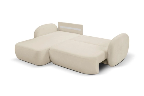 Rohová rozkládací pohovka levá Salby béžová moderní s úložným prostorem do obýváku