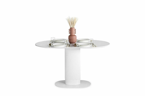 Jídelní stůl Maxim bílý oválný moderní na jedné noze 120x70 cm Intesi