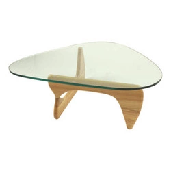 Konferenční stolek Trix inspirovaný Noguchi skleněný s jasanovým dřevem skandinávský do obýváku