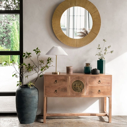 Konzolový stolek Jiling akácie Atmosphera dřevěný se skříňkou do předsíně nebo obýváku klasický styl