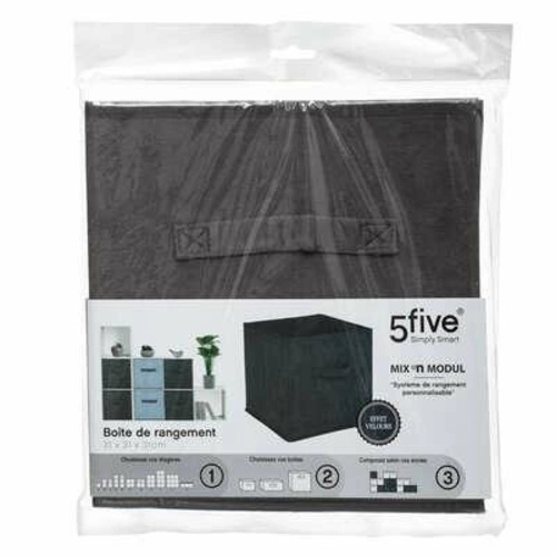 Skládací látková úložná krabice 31x31 sametová šedá s úchytkou 5five simply smart