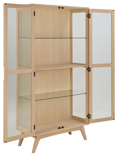 Vitrína Marte Actona dub bělený skleněná do obýváku a jídelny