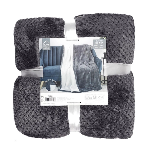 Intesi Sherpa silná prošívaná deka šedá 180x220 cm teplý přehoz na pohovku do obýváku