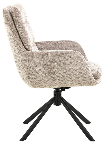 Otočná jídelní židle Edgar z béžového sametu s područkami