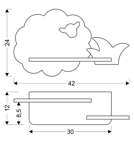 Nástěnné svítidlo Sheep LED 5W šedé klasické dřevěné do dětského pokoje s kabelem